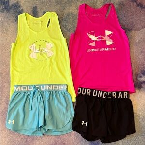 Girls Under Armour Tank Tops and Shorts Set
